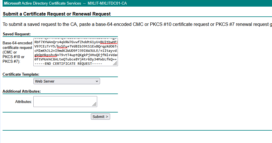 Advanced certificate request