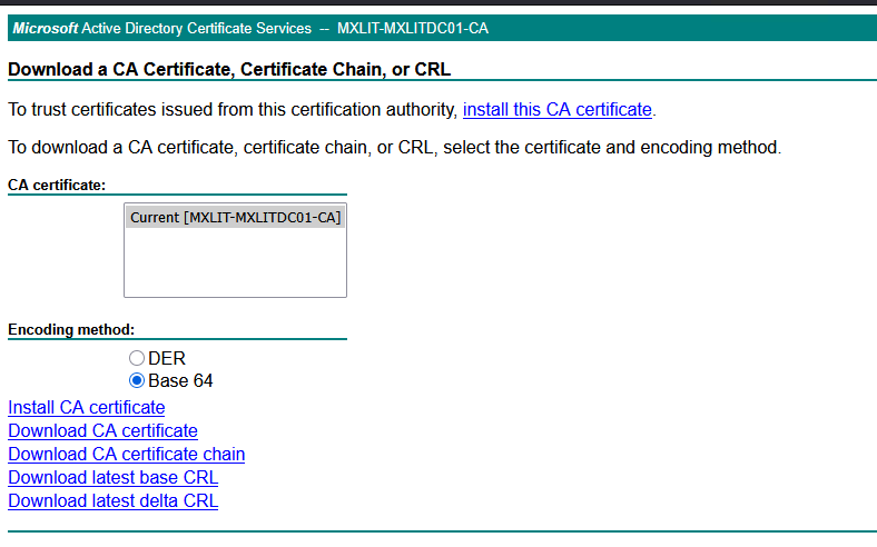 Download a CA certificate