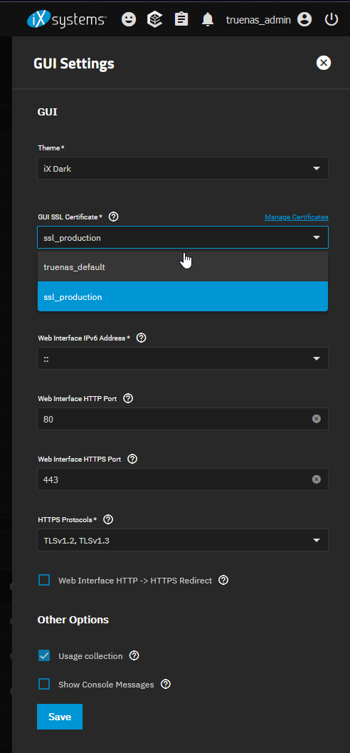 Save general settings