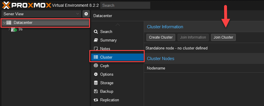 Join Cluster Interface