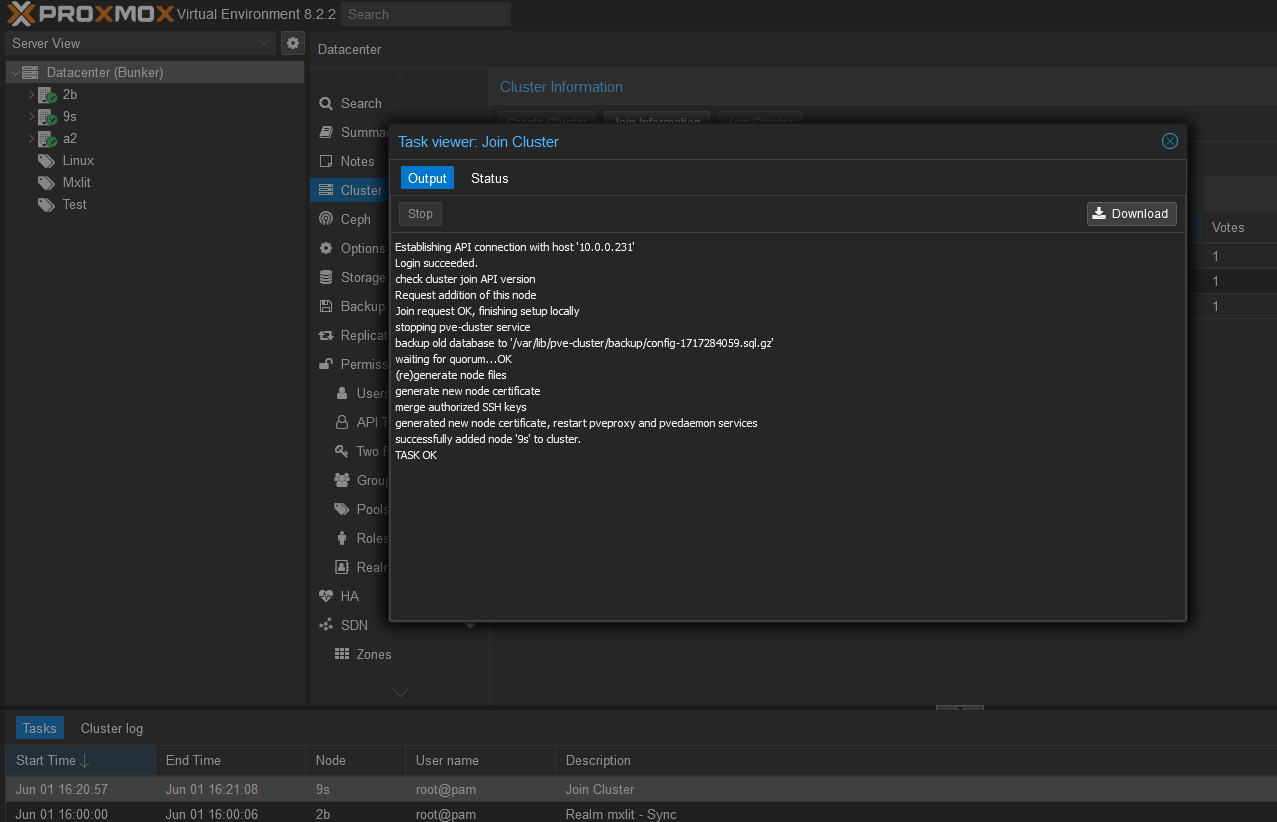 Node fully synchronized