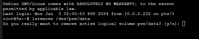 Confirm lvremove