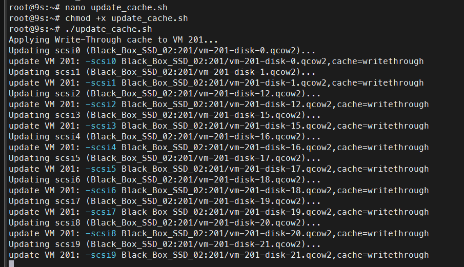 Proxmox Cache Settings