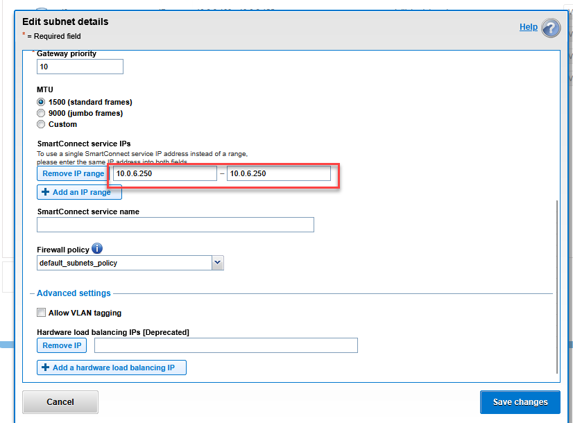 SmartConnect Service IP