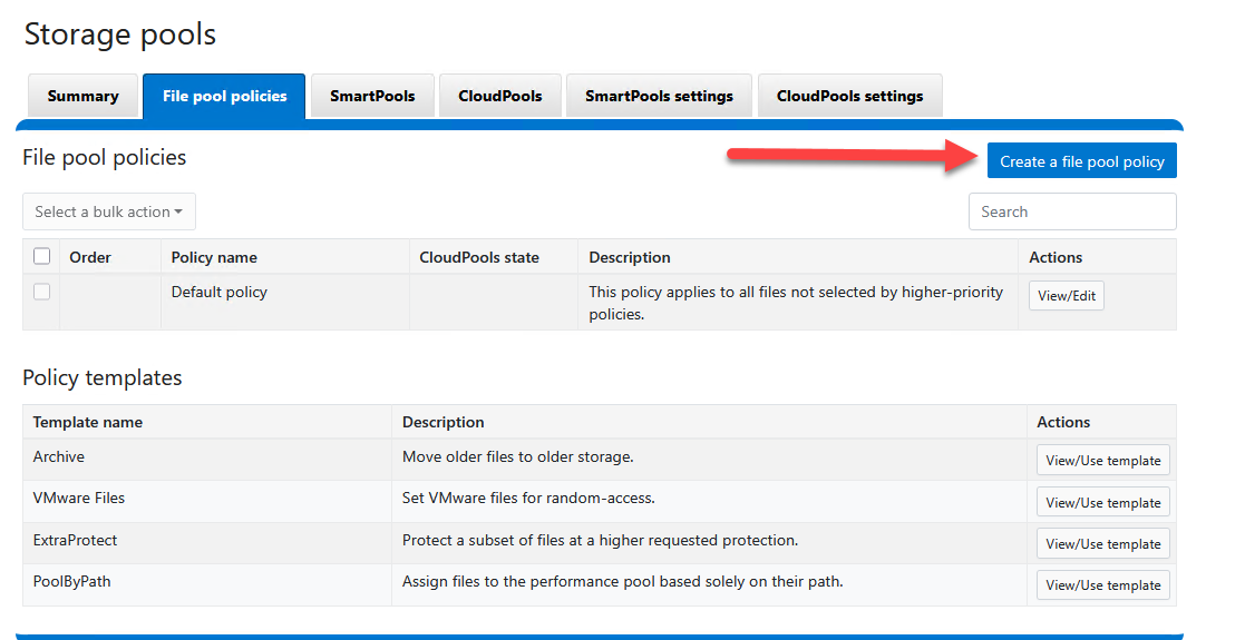 Create FilePool Policy
