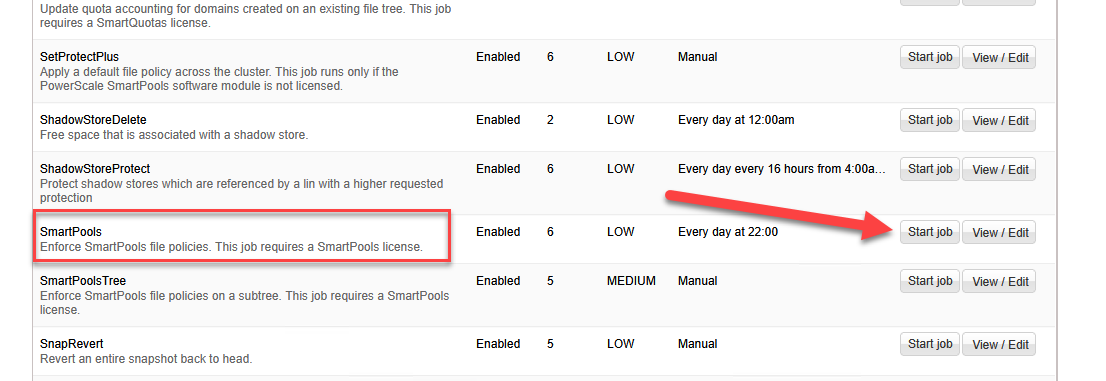 Start SmartPools Job